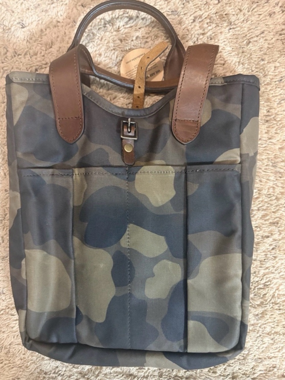 *LAST ONE Tom Beckbe Camo Canvas whiskey Tote w/Brown Leather Trim
#tombeckbe